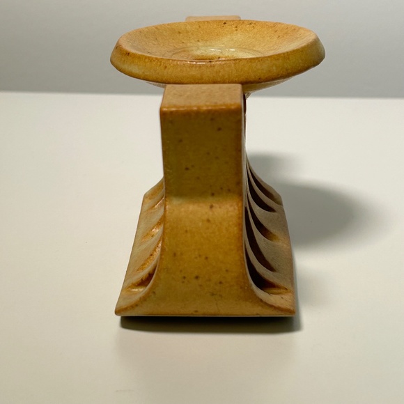 Vintage !970s MCM Minimalist Extruded Pottery Candle Holder Pike Canada Signed - Picture 5 of 7